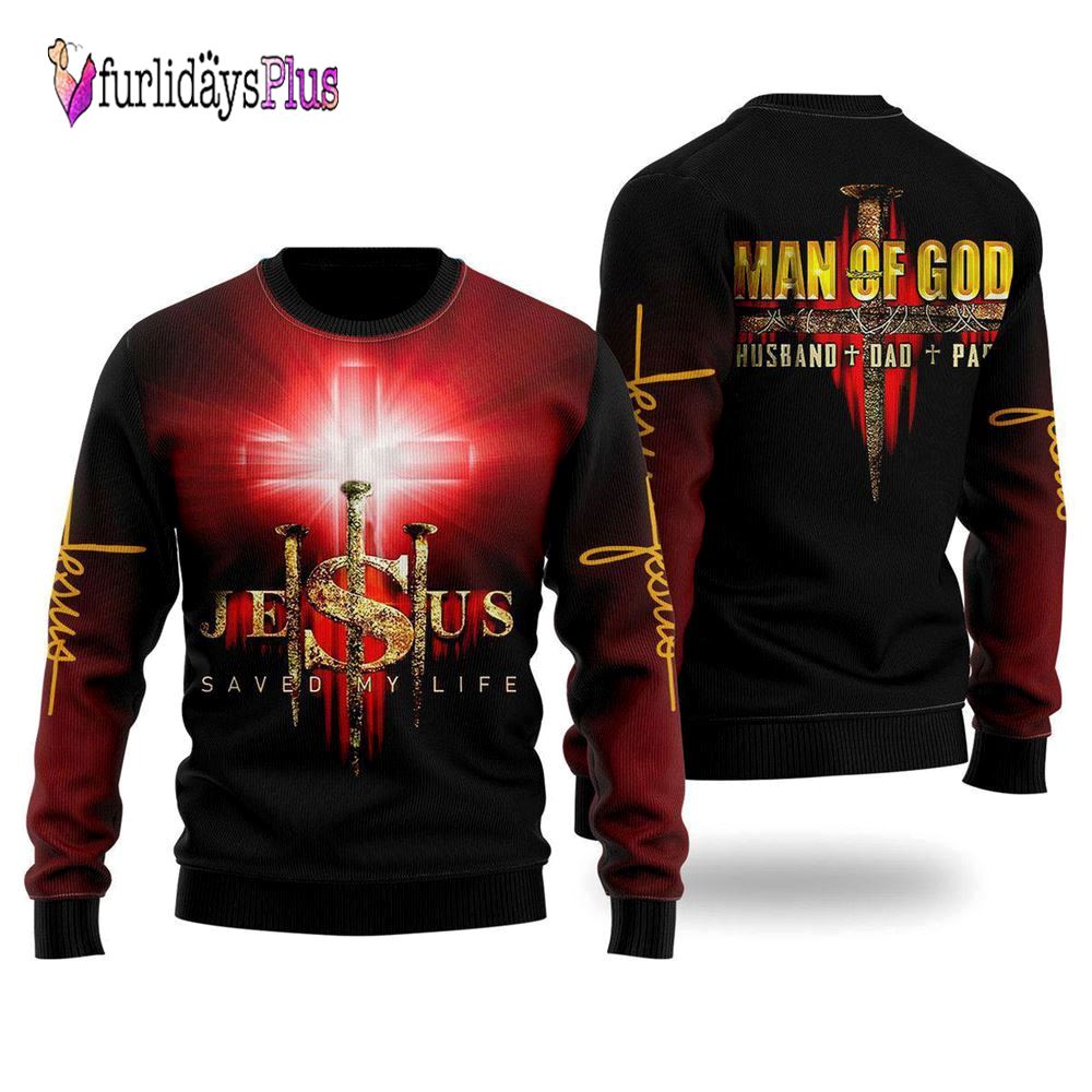 Jesus Man Of God Ugly Christmas Sweater For Men & Women, Christian Sweater, God Gift, Gift For Christian, Jesus Winter Fashion