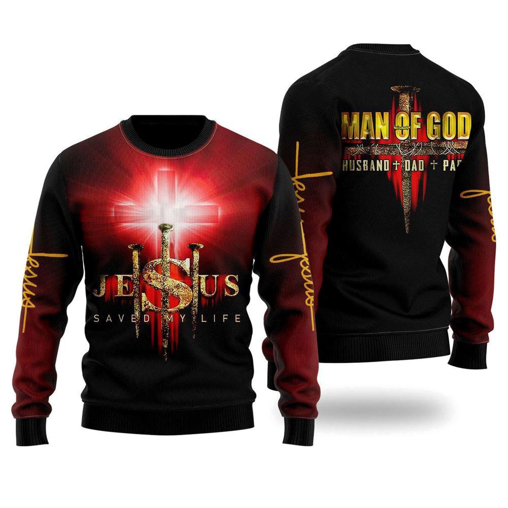 Jesus Man Of God Ugly Christmas Sweater For Men & Women, Sweater For Christian
