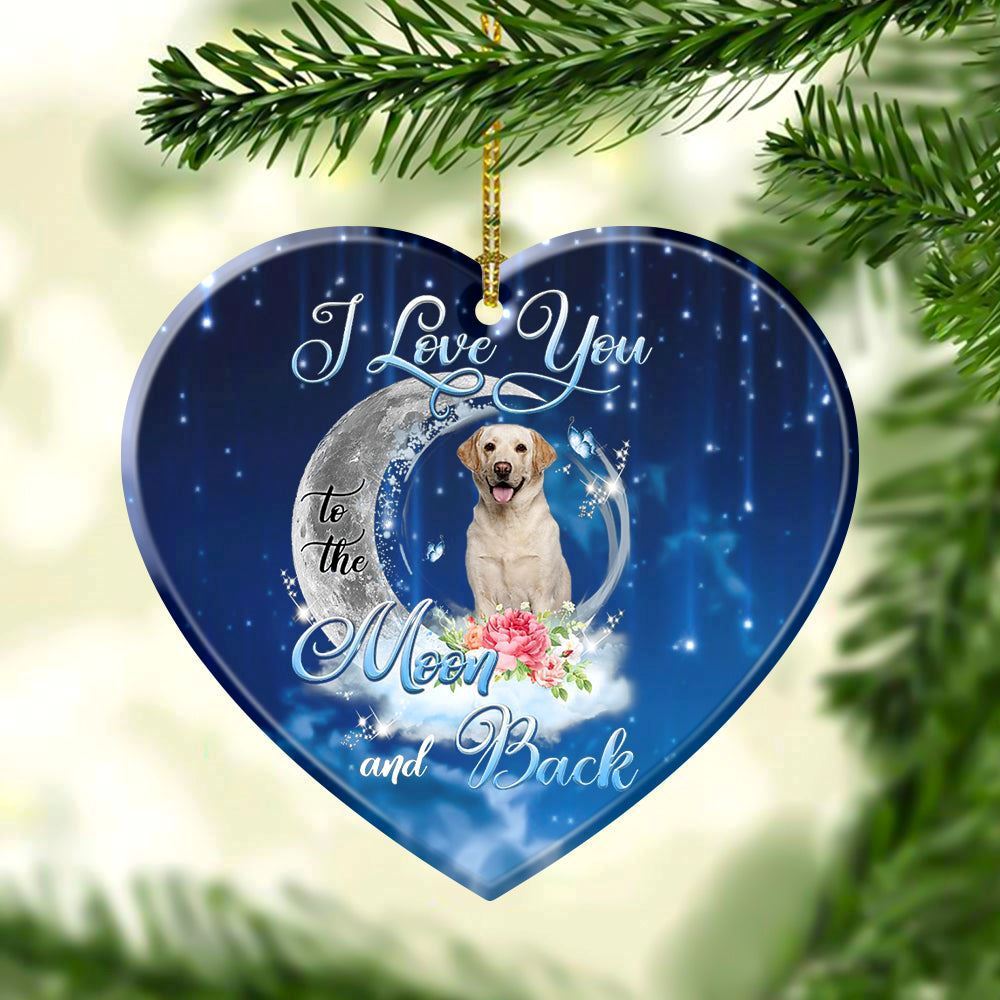 Labrador I Love You To The Moon And Back Hearts Christmas Ornaments, Christmas Ornaments 2023