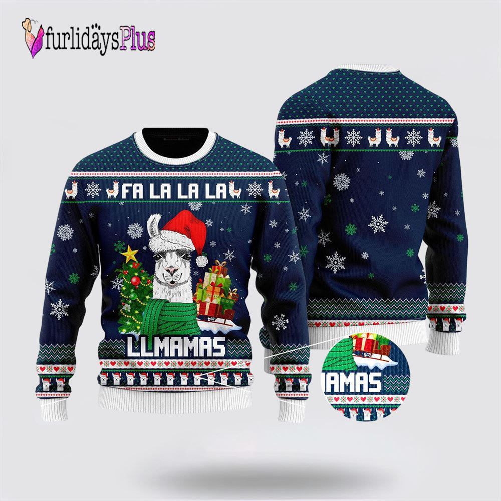 Llmamas Fa La La La Ugly Christmas Sweater, Sweater Gifts For Pet Lover