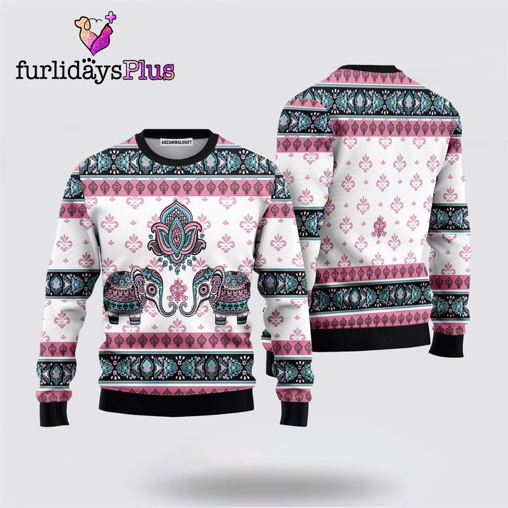 Mandala Elephant Sweater ,Christmas Ugly Sweater For Men, Women