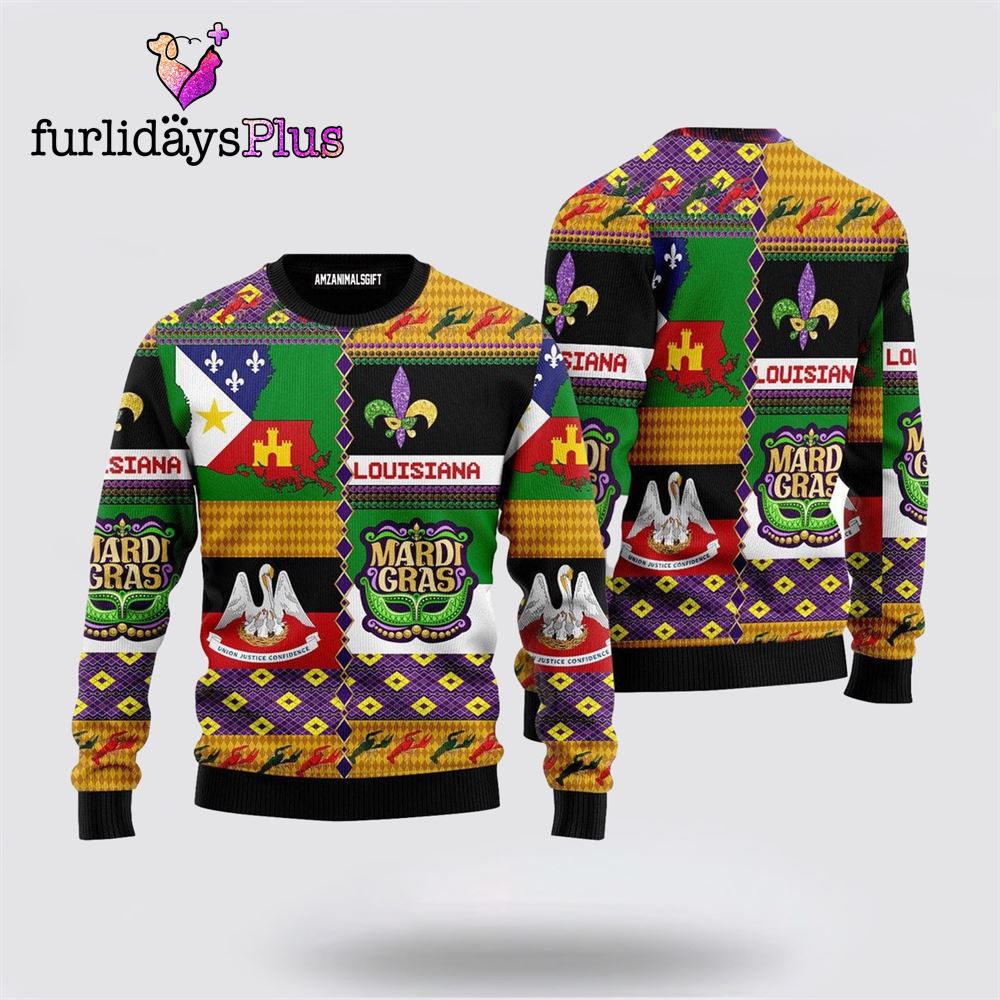 Mardi Gras Sweet Home Louisiana Ugly Sweater ,Christmas Ugly Sweater For Men, Women