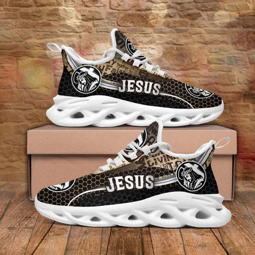 Max Soul Shoes, Jesus Running Sneakers White Black Max Soul Shoes, Jesus Christ Shoes