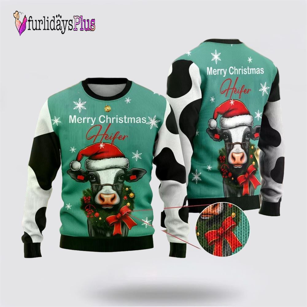 Merry Christmas Heifer Ugly Christmas Sweaters For Men Women, Christmas Gift, Christmas Winter Fashion, Farmers Sweater