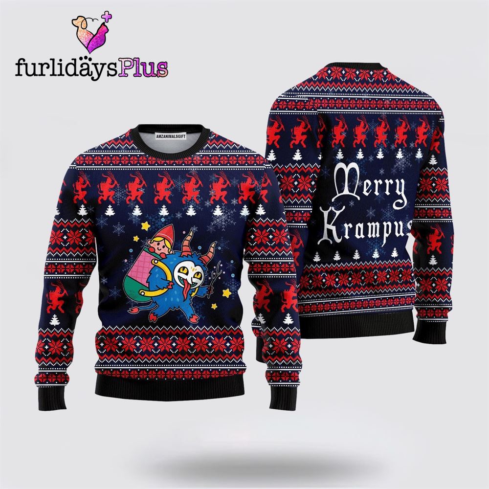 Merry Krampus Sweater ,Christmas Ugly Sweater For Men, Women