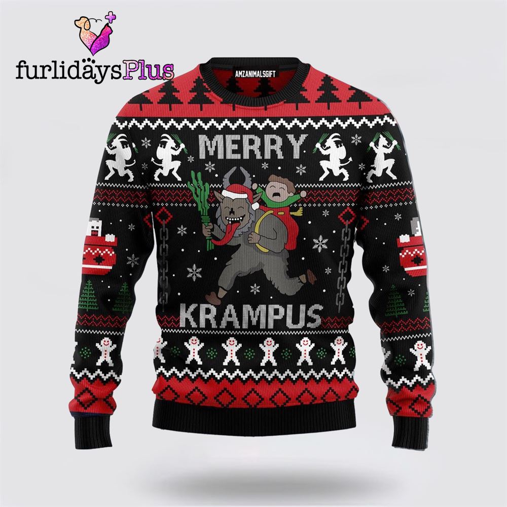 Merry Krampus Ugly Christmas Sweater ,Christmas Ugly Sweater For Men, Women