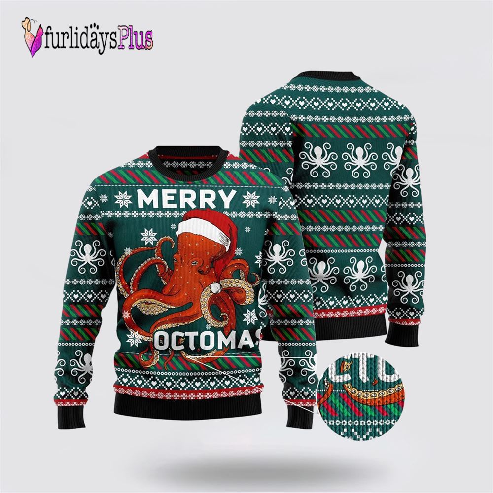 Merry Octomas Ugly Christmas Sweater, Sweater Gifts For Pet Lover