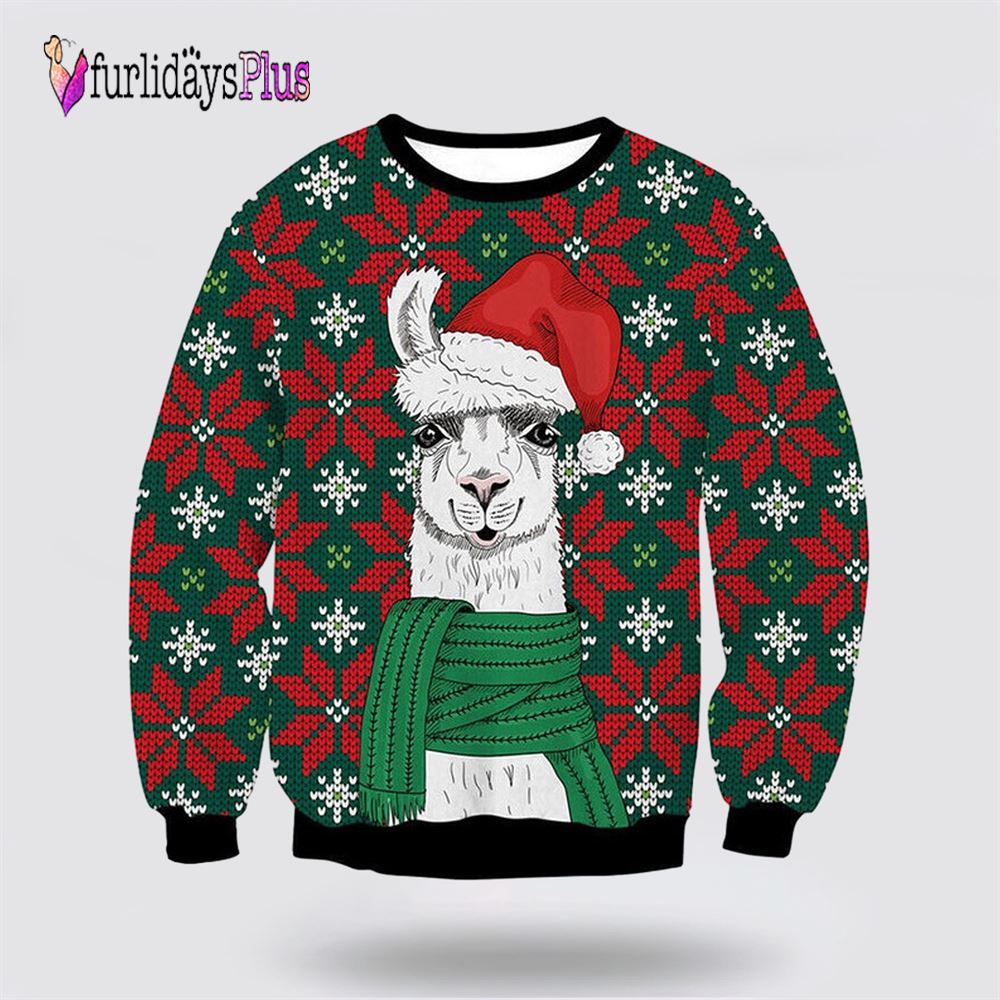 Merry Xmas Llama Ornament Awesome Ugly Christmas Sweater, Sweater Gifts For Pet Lover