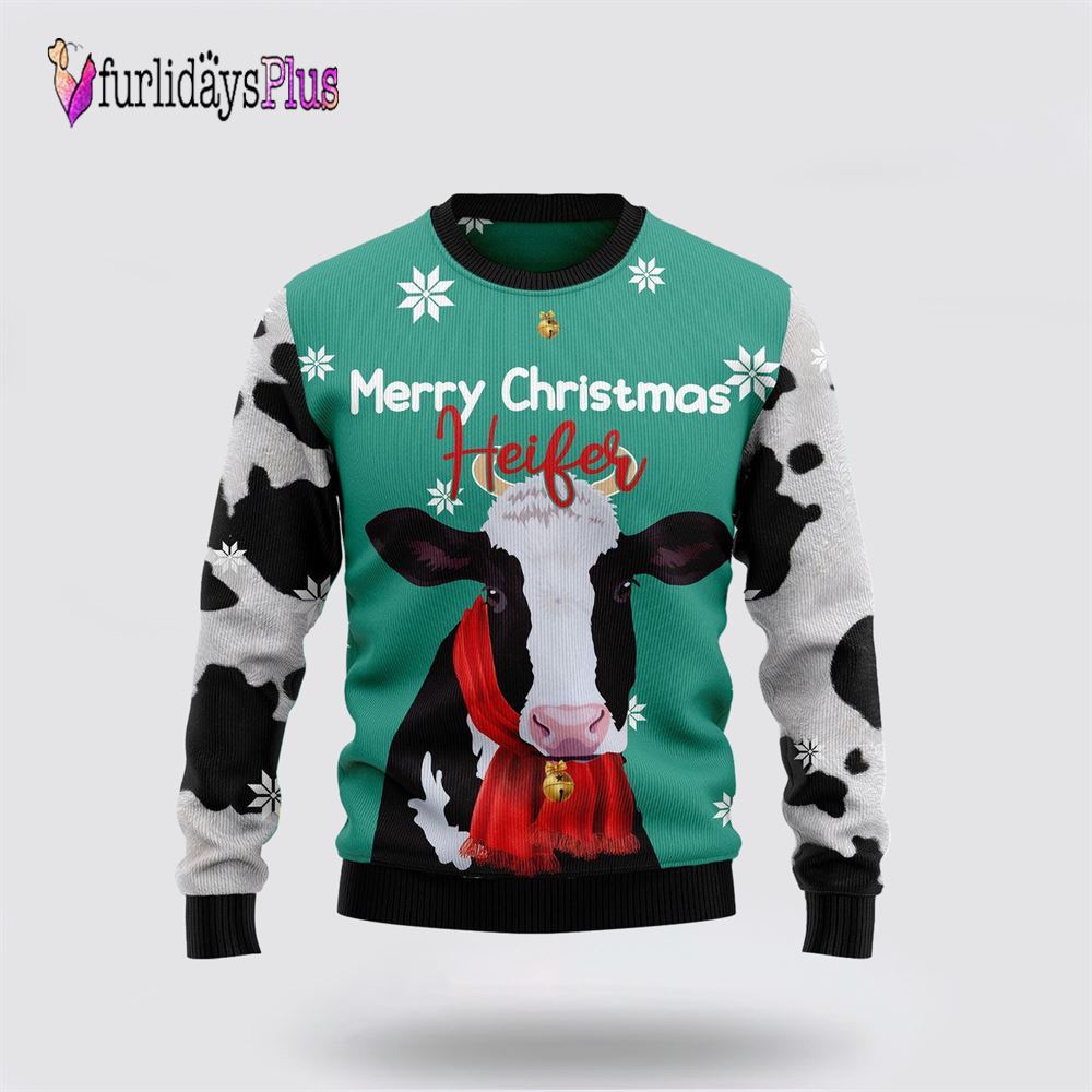 Merry christmas heifer Cow Ugly Christmas Sweater, Sweater Gifts For Pet Lover
