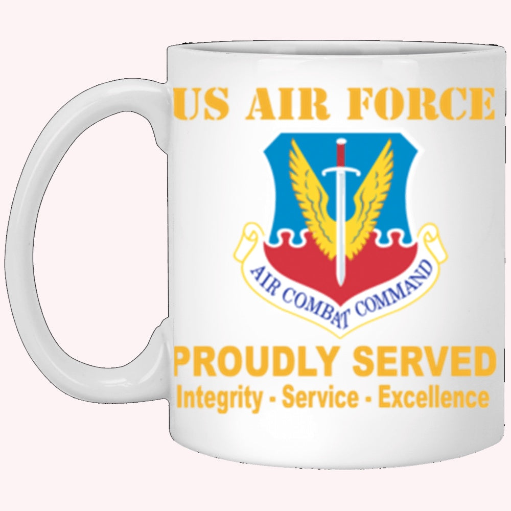 Military Coffee Mugs, US Air Force Air Combat Command Proudly Served Core Values White Mug