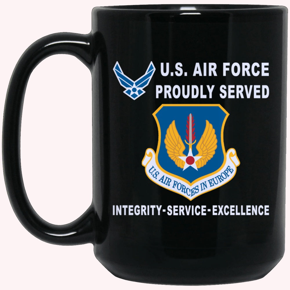 Military Coffee Mugs, United States Air Forces in Europe Proudly Served-D04 Black Mug
