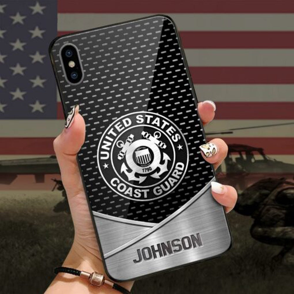 Military Phone Cases, US Coast Guard Gifts For Military, Custom Veteran luminous Phone case, Veteran Phone Case