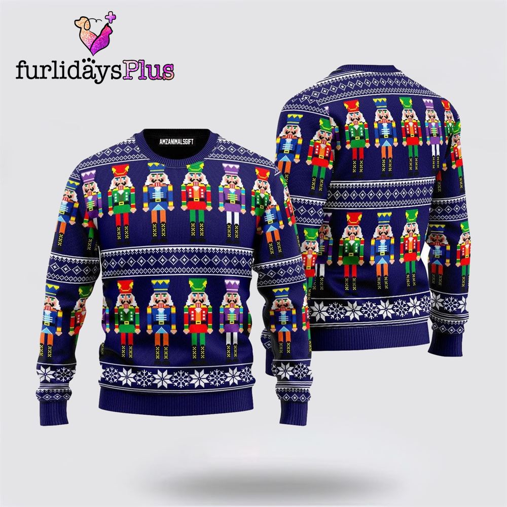 Nutcrackers Christmas Coming Pattern Ugly Sweater ,Christmas Ugly Sweater For Men, Women