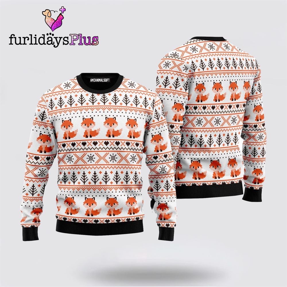 Orange Fox Ugly Christmas Sweater, Fox Loves Xmas ,Christmas Ugly Sweater For Men, Women