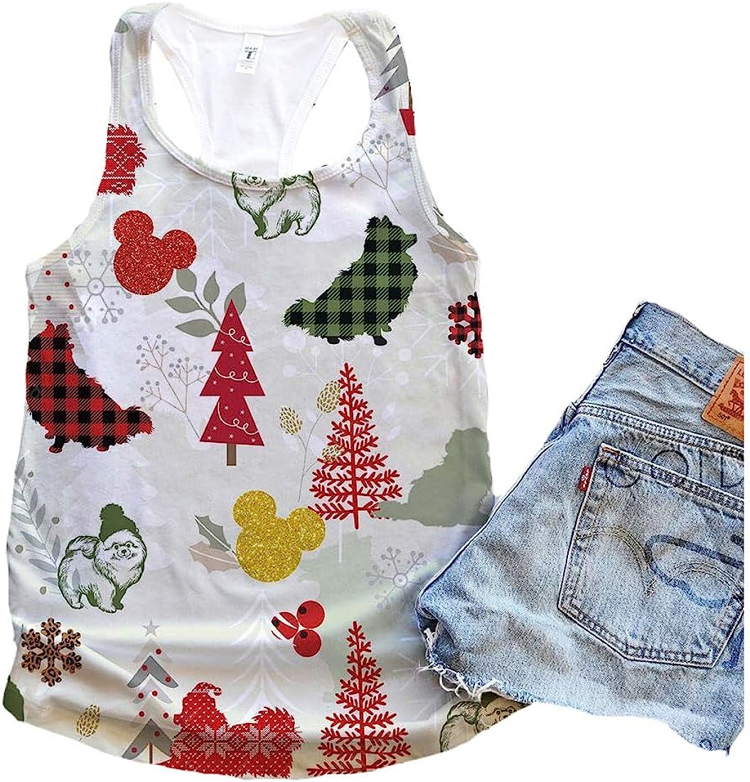 Pomeranian Dog Christmas Flannel V3 Tank Top - Summer Casual Tank Tops For Women - Gift For Young Adults