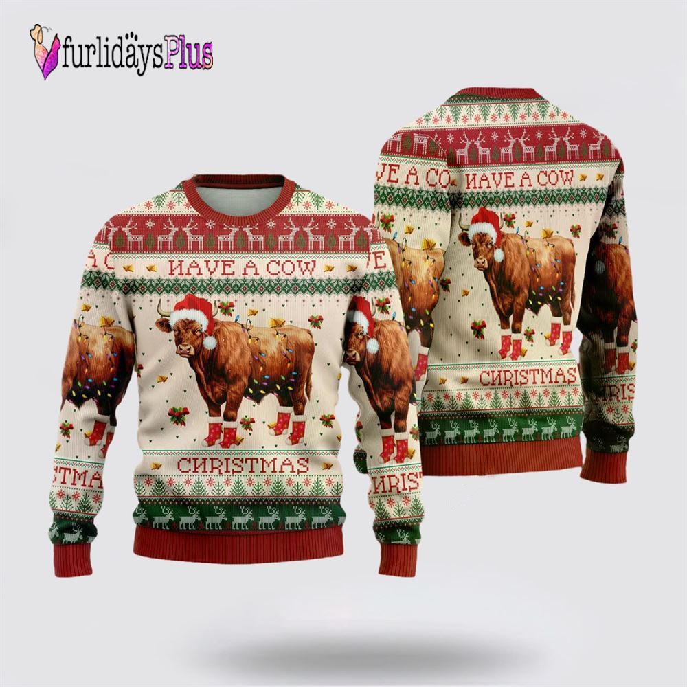 Red Angus Cows Ugly Christmas Sweater For Men Women, Christmas Gift, Christmas Winter Fashion, Farmers Sweater