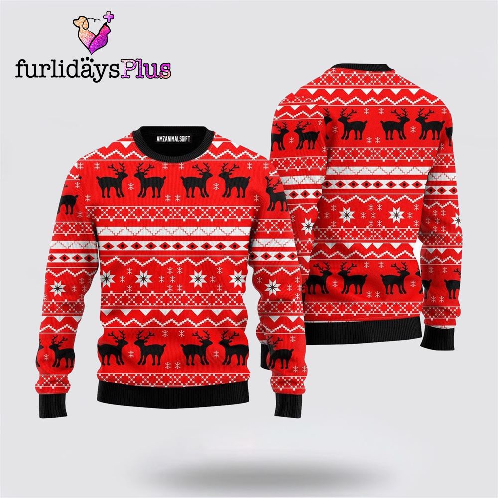 Red Deer Hunting Ugly Sweater ,Christmas Ugly Sweater For Men, Women