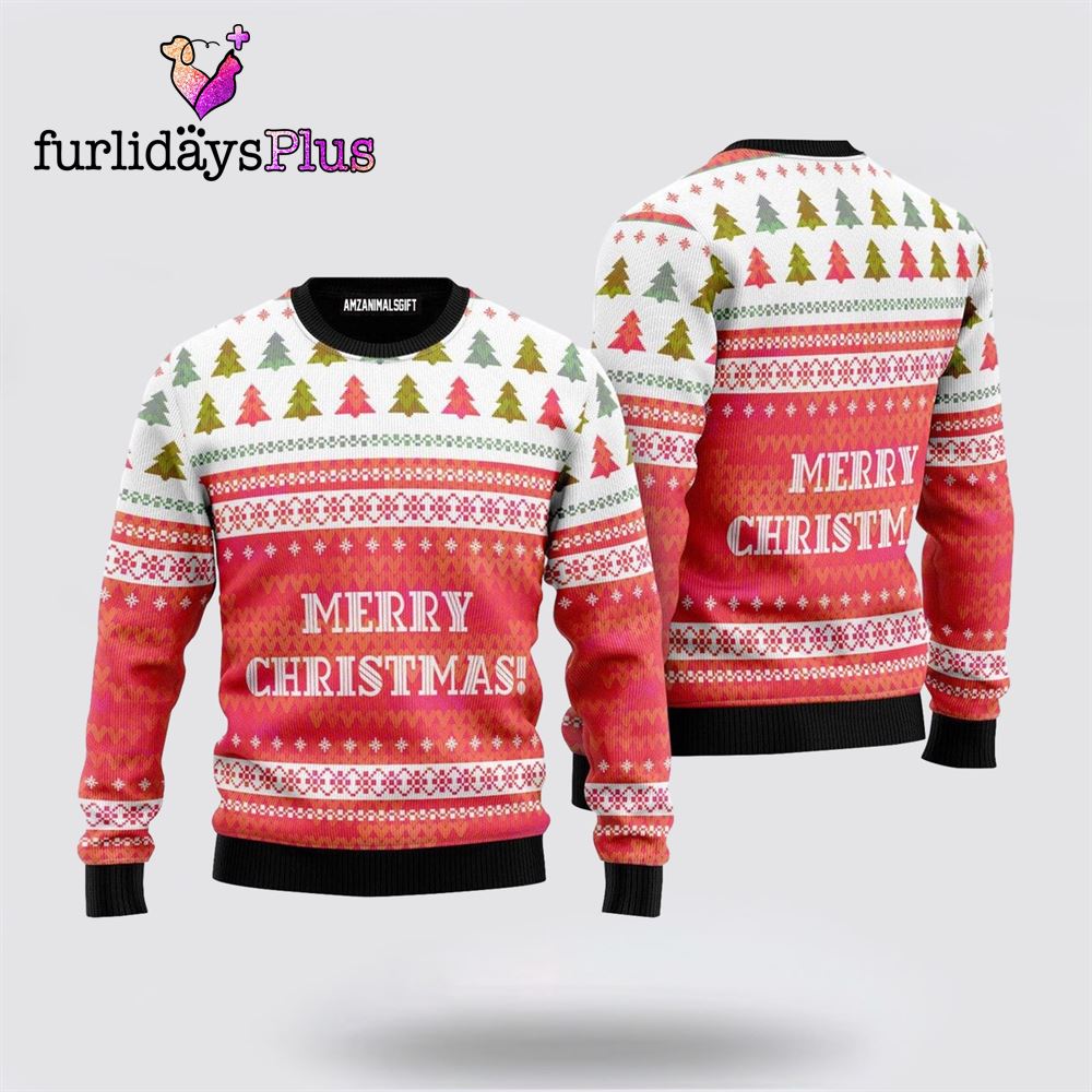 Red Merry Holiday Pattern Ugly Sweater ,Christmas Ugly Sweater For Men, Women