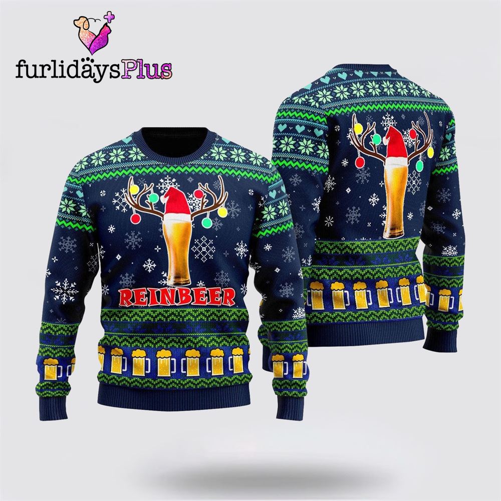 Reinbeer Christmas Beer Funny Ugly Sweater ,Christmas Ugly Sweater For Men, Women