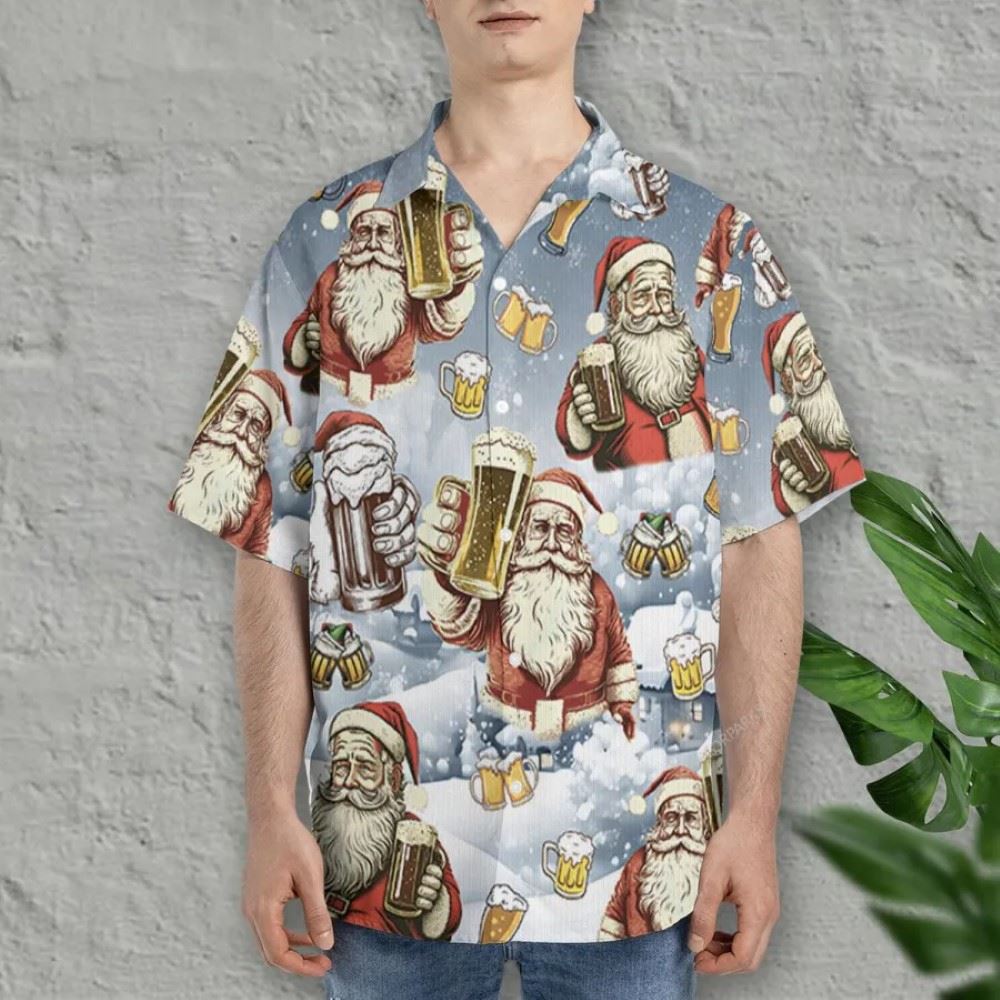 Santa Beer Hawaiian Shirt For Men Women, Xmas Hawaiian Shirts