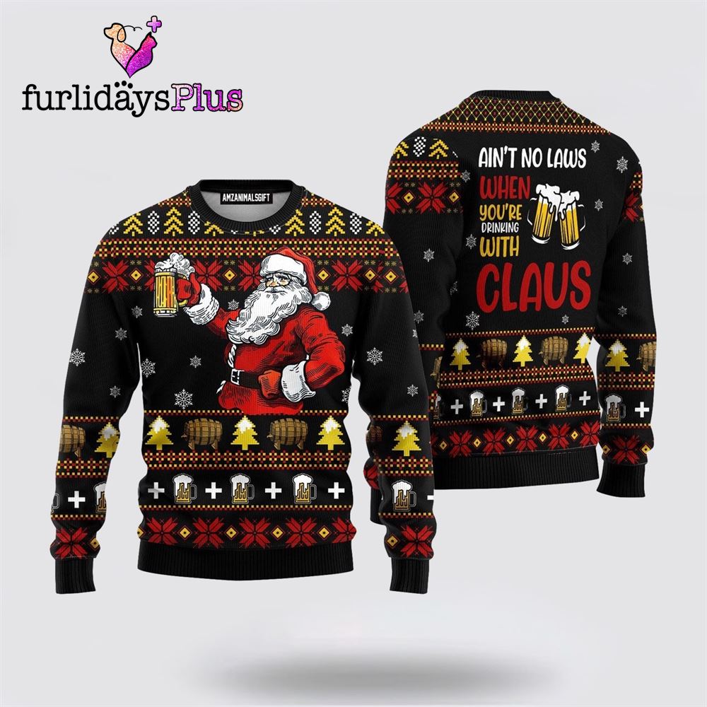 Santa Claus Drink Beer Ugly Christmas Sweater ,Christmas Ugly Sweater For Men, Women