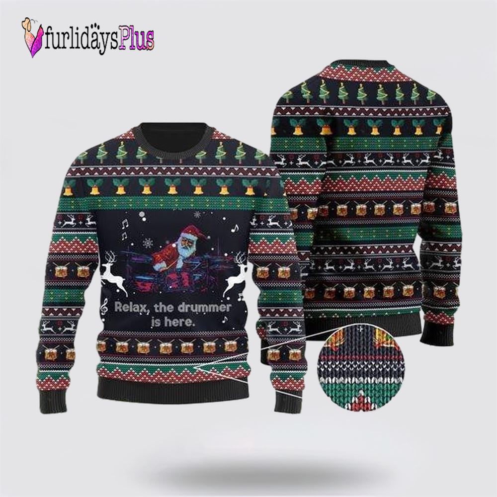 Santa Claus Plays Drum Ugly Christmas Sweater For Men And Women, Christmas Gift, Christmas Winter Fashion