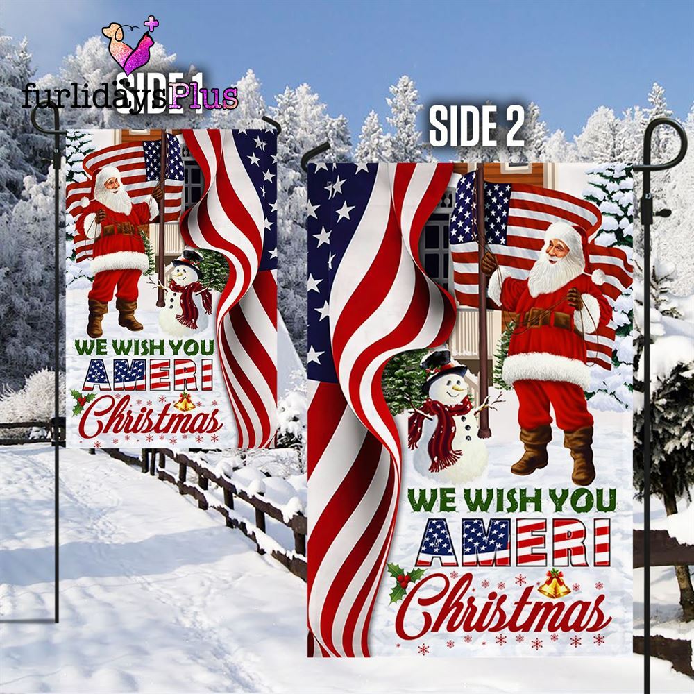 Santa Claus, We Wish You Ameri Christmas Garden Flag & Mailbox Cover