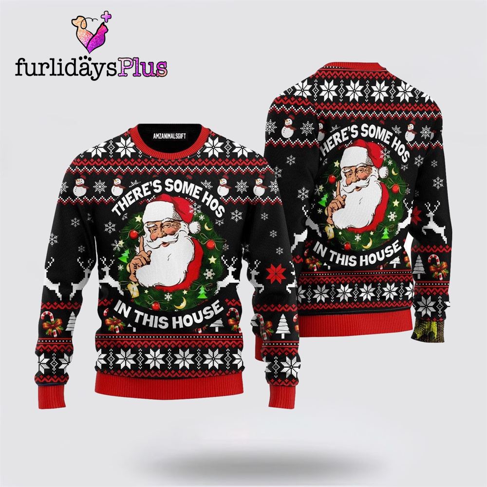 Santa Clause in This House Christmas Pattern Ugly Sweater ,Christmas Ugly Sweater For Men, Women
