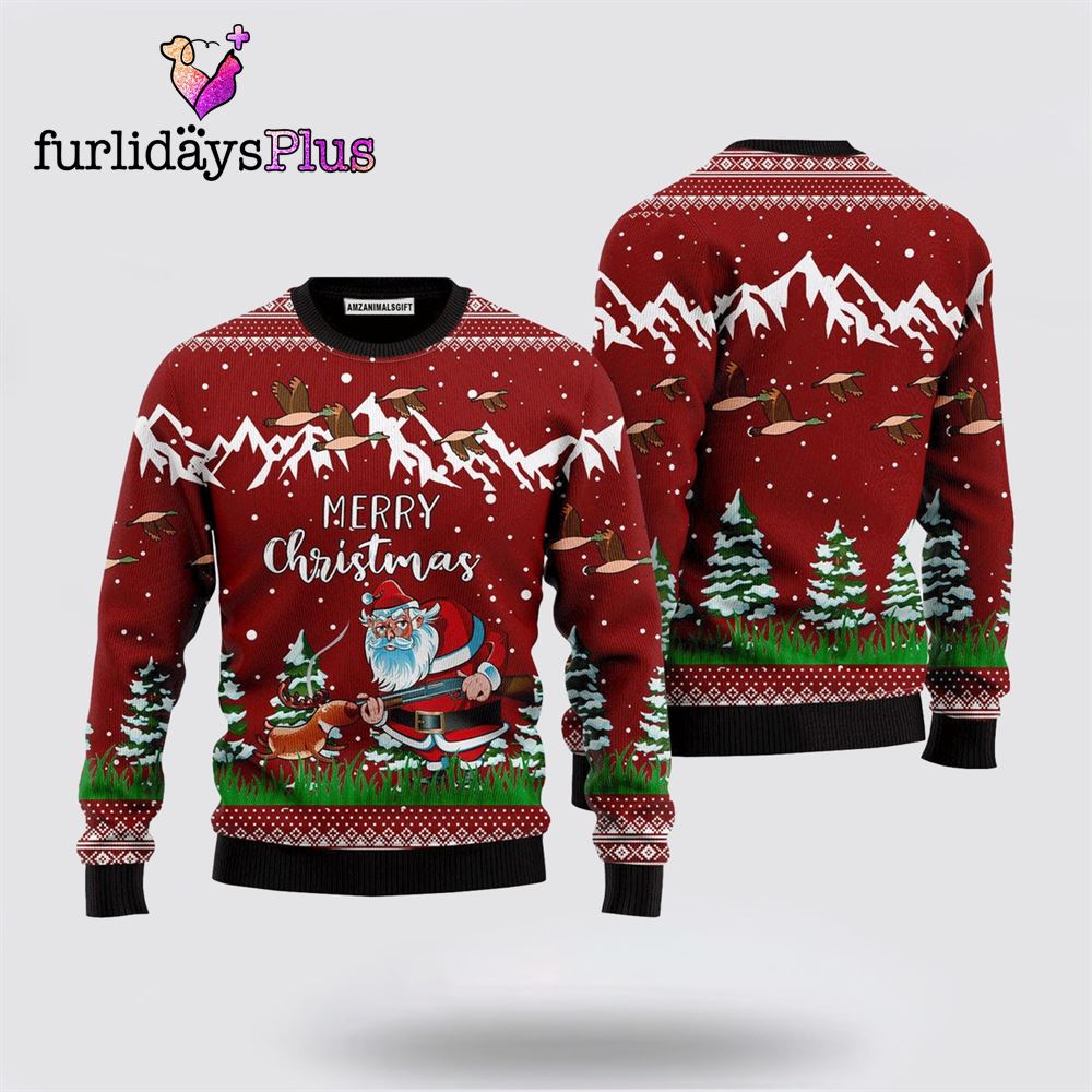 Santa Duck Hunting Sweater Merry Christmas ,Christmas Ugly Sweater For Men, Women