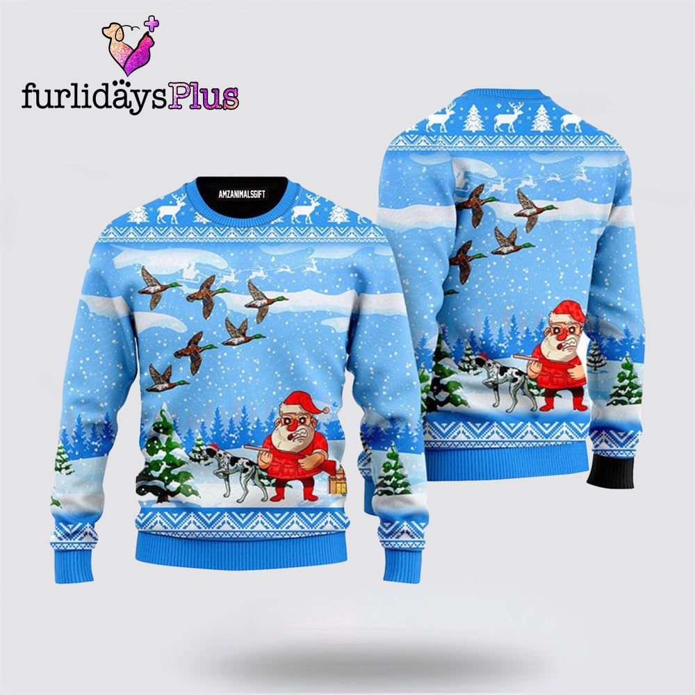 Santa Duck Hunting Urly Christmas Sweater ,Christmas Ugly Sweater For Men, Women