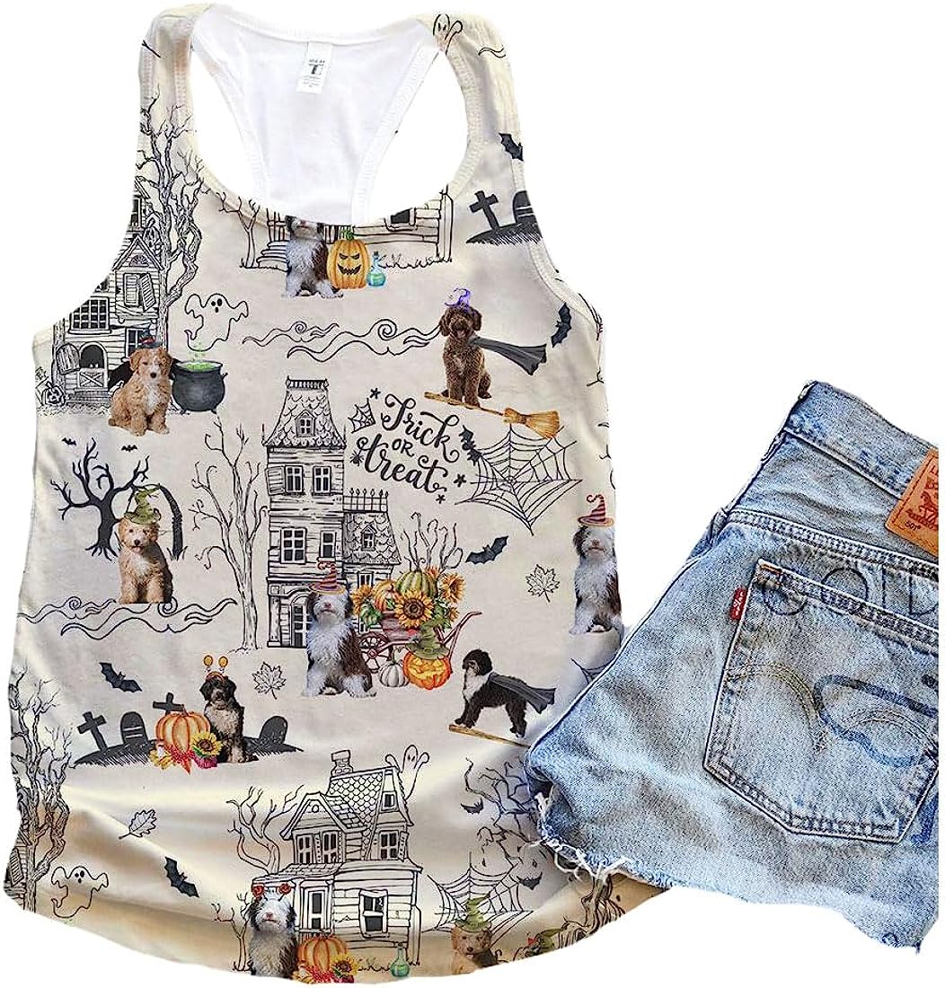 Spanish Water Dog Halloween Town Tank Top - Summer Casual Tank Tops For Women - Gift For Young Adults