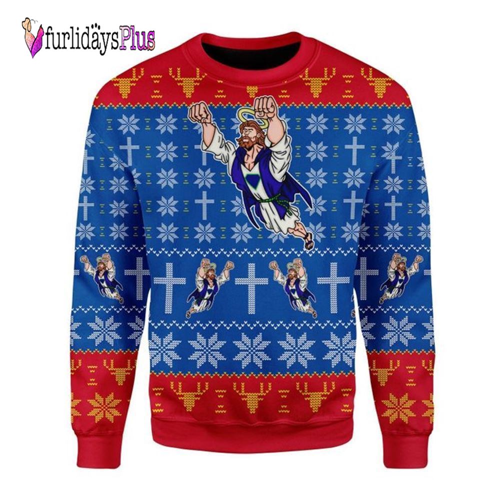 Super Jesus Ugly Christmas Sweater For Men & Women Adult, Christian Sweater, God Gift, Gift For Christian, Jesus Winter Fashion