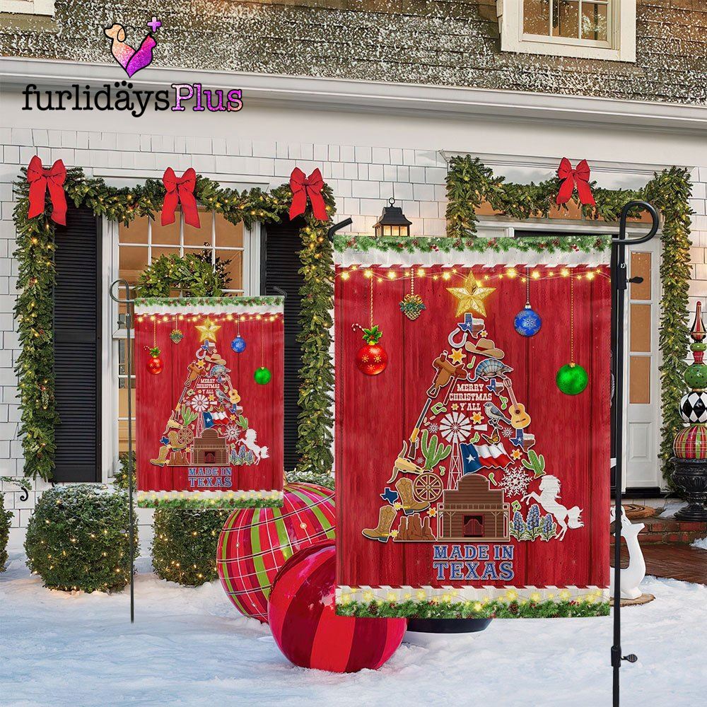 Texas Christmas Tree Merry Christmas Y'all Flag