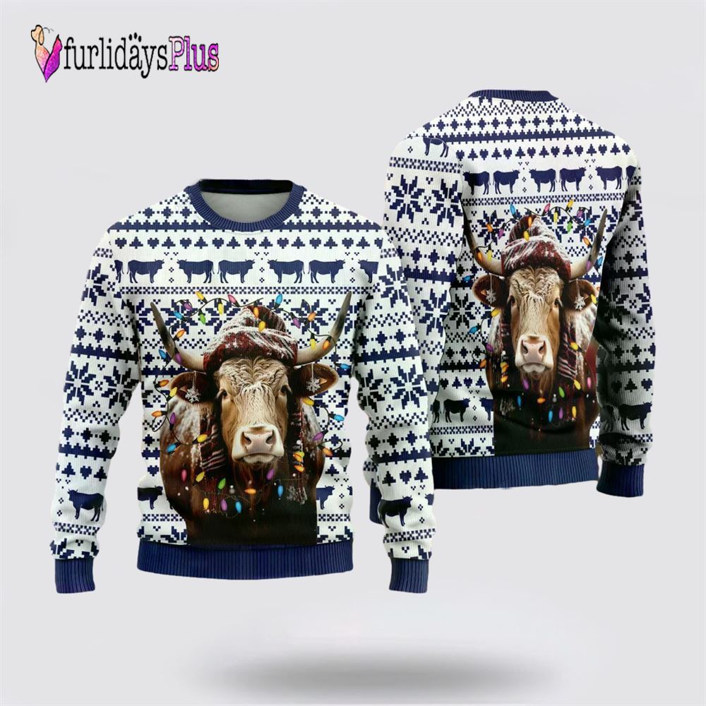 Tx Longhorn Cow Ugly Christmas Sweaters For Men Women, Christmas Gift, Christmas Winter Fashion, Farmers Sweater