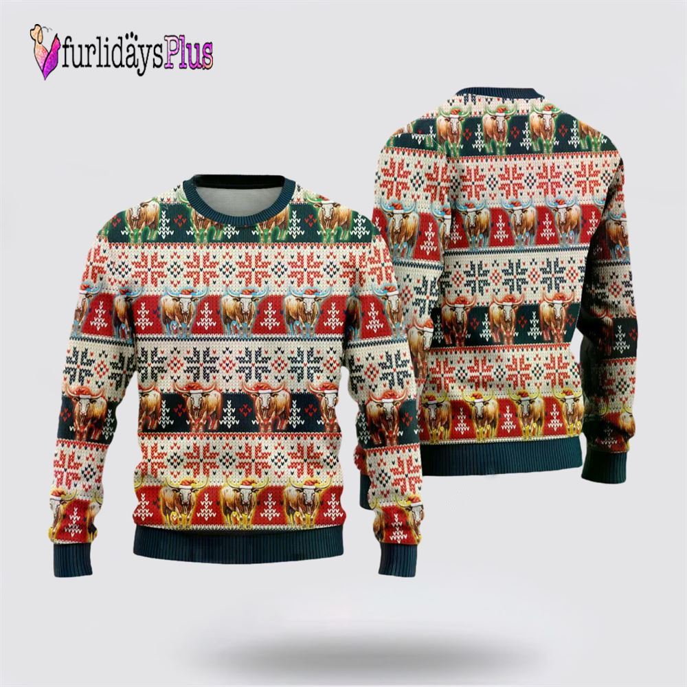Tx Longhorn Ugly Christmas Sweater For Men Women, Christmas Gift, Christmas Winter Fashion, Farmers Sweater
