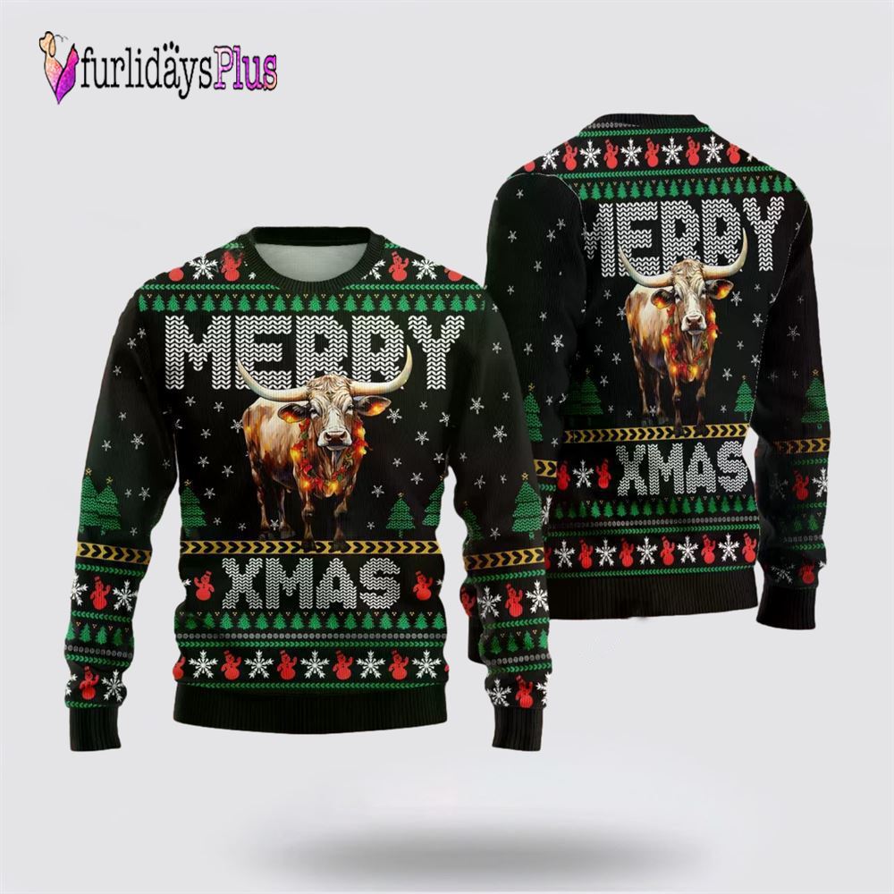 Tx Longhorn Ugly Christmas Sweaters, Christmas Gift, Christmas Winter Fashion, Farmers Sweater