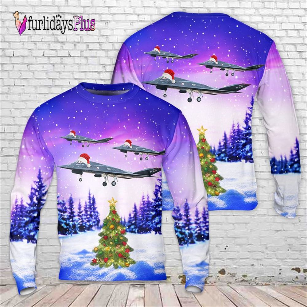 US Air Force F 117A F 117 Nighthawk (Stealth Fighter) 40 Years of Owning the Night Christmas Sweater