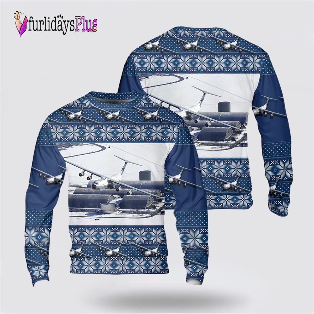 US Air Force Hanoi Taxi (Lockheed C-141 Starlifter) Christmas AOP Sweater, Christmas Gift For Military Personnel