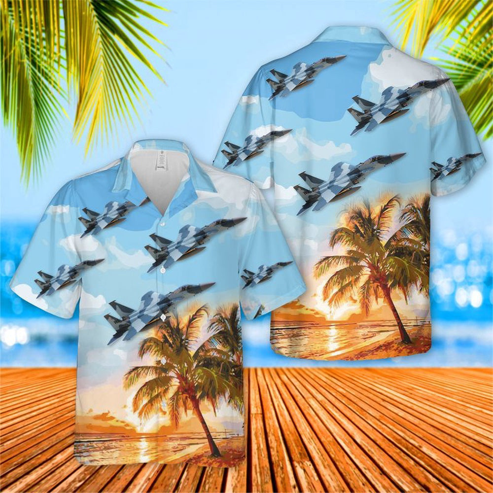 US Air Force Hawaiian Shirt, USAF 65th Aggressor Squadron McDonnell Douglas F-15C Eagle 80-0010 Hawaiian Shirt