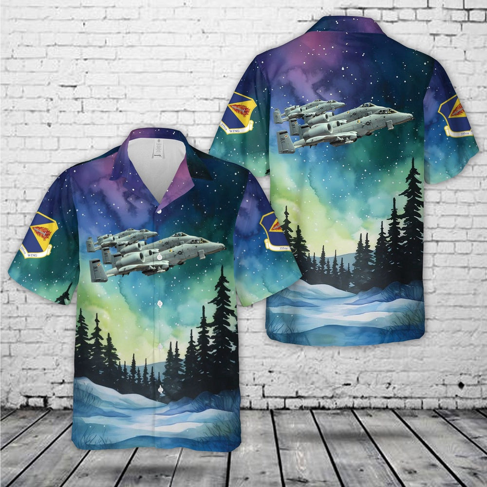 US Air Force Hawaiian Shirt, US Air Force Fairchild Republic A-10s Thunderbolt II 355th Fighter Wing Hawaiian Shirt