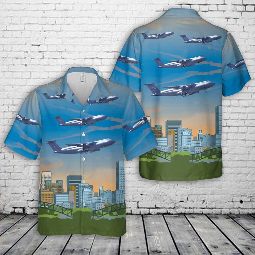 US Air Force Hawaiian Shirt, US Air Force Tennessee 155th Airlift Squadron Lockheed C-5 Galaxy Hawaiian Shirt