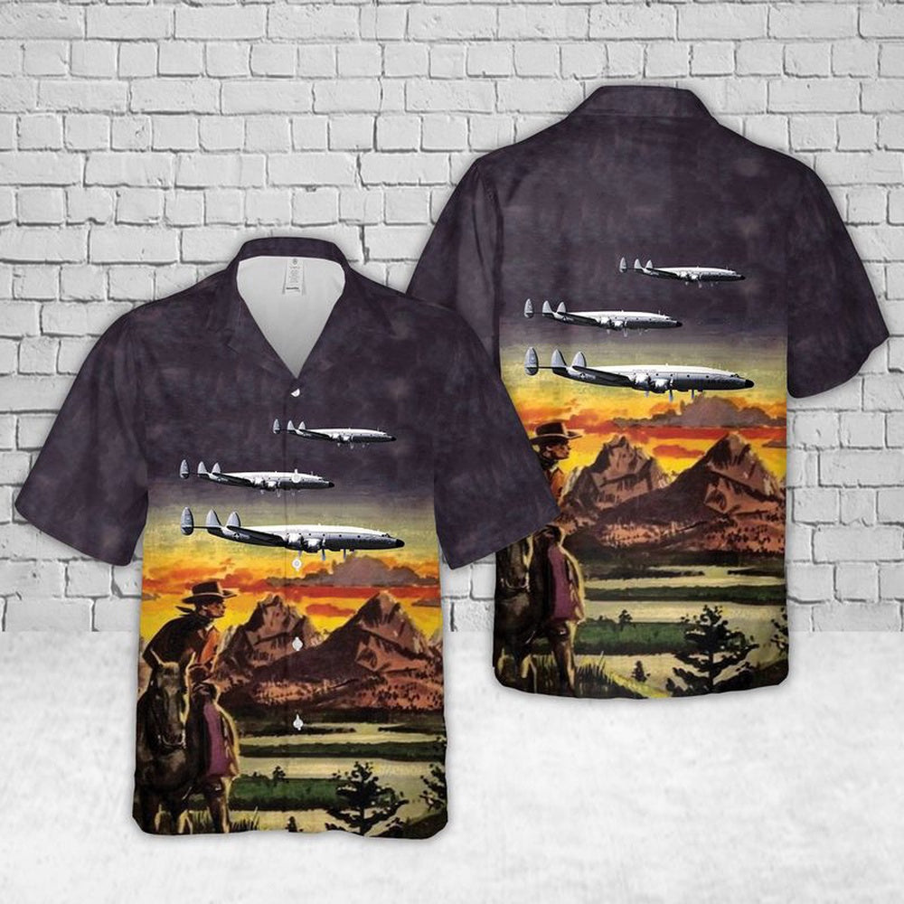 US Air Force Hawaiian Shirt, US Air Force Wyoming 153d Airlift Wing Lockheed C-121G Constellation 54-4062 Hawaiian Shirt