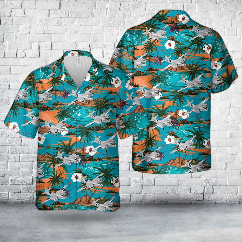 US Air Force Hawaiian Shirt, US Air Forces Martin B-26 Marauder Perkatory II 386th Bomb Group, 555th Bomb Squadron WW2 Hawaiian Shirt