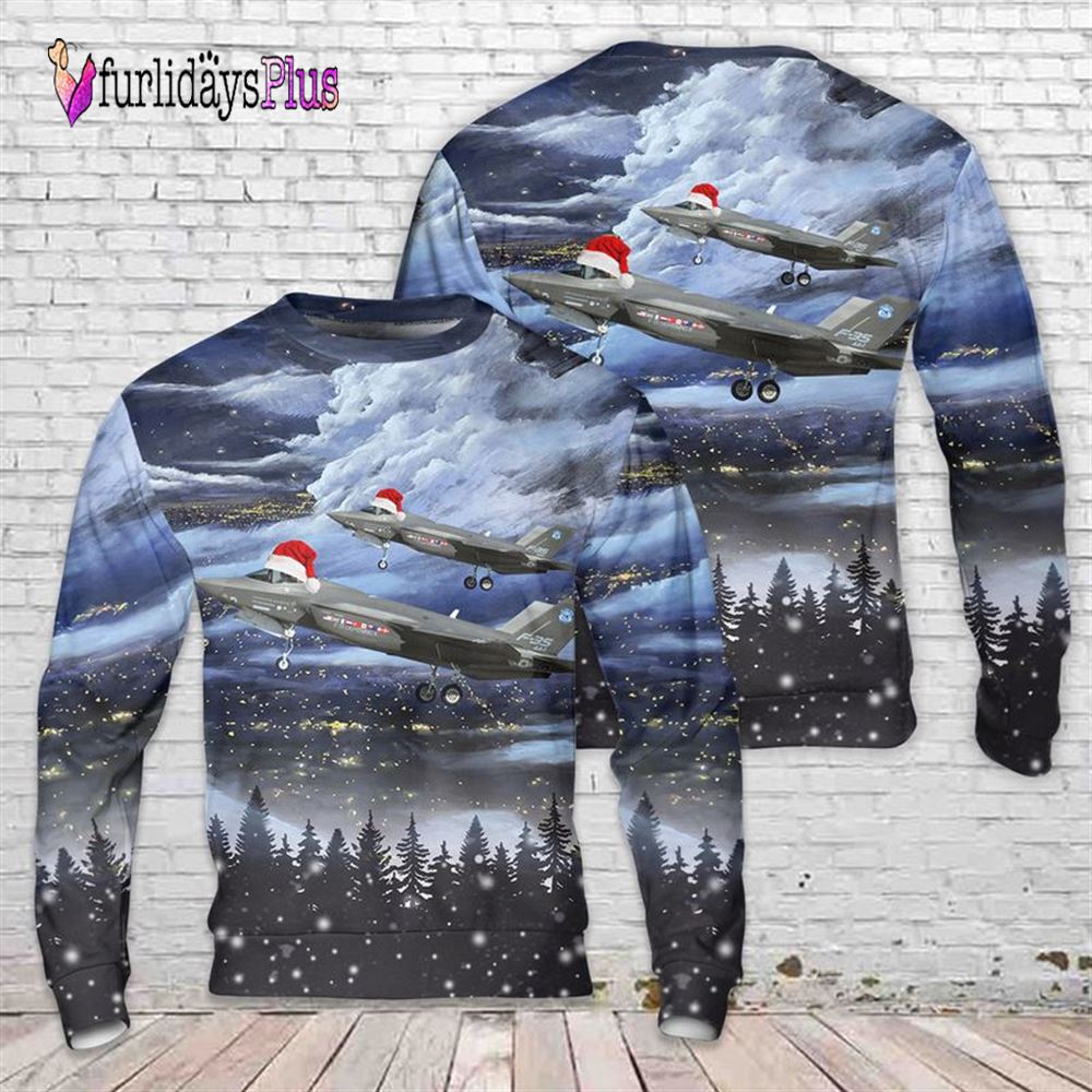 US Air Force Lockheed Martin F 35 Lightning II Of 461st Flight Test Squadron Christmas Sweater