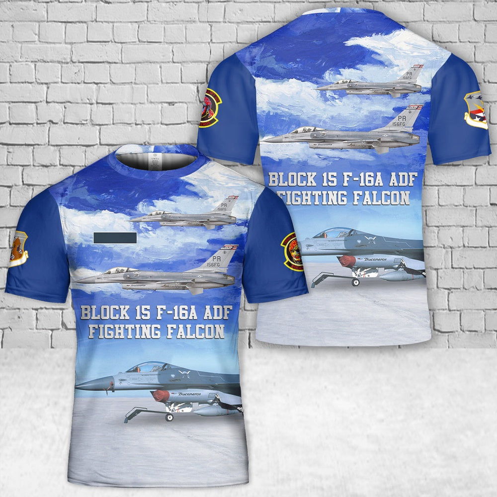 US Air Force T Shirt, Custom Name US Air Force 198th Airlift Squadron Bucaneros Block 15 F-16A ADF Fighting Falcon Print 3D T Shirt