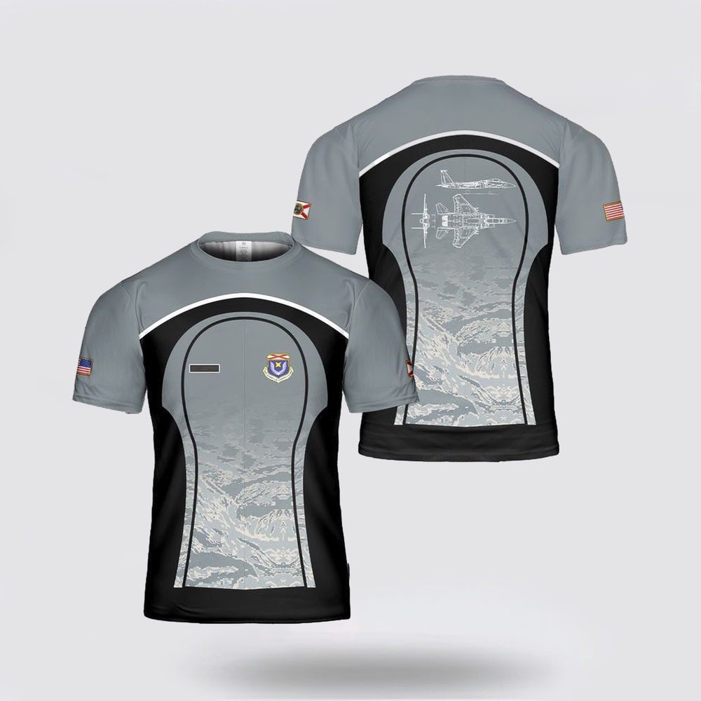 US Air Force T Shirt, US Air Force Florida Air National Guard F-15 Eagle 3D T Shirt, US Air Force Shirt