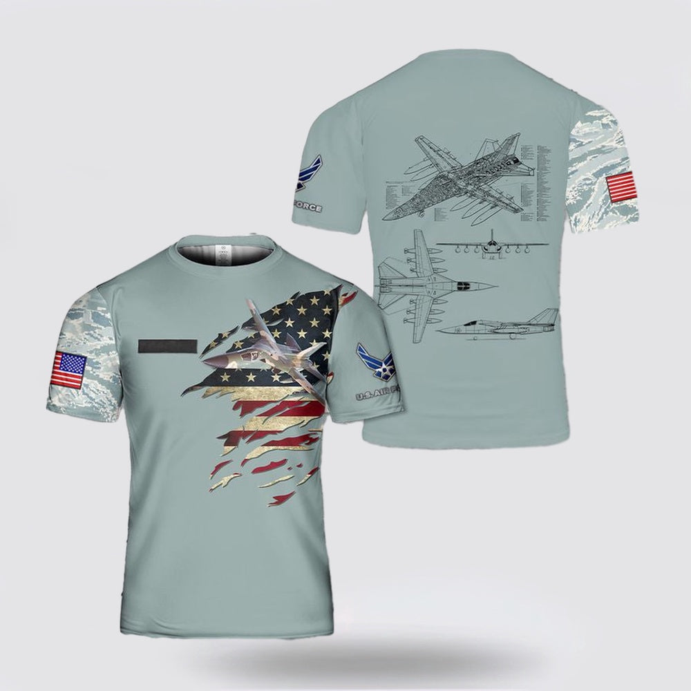 US Air Force T Shirt, US Air Force General Dynamics F-111 Aardvark 3D T Shirt, US Air Force Shirt