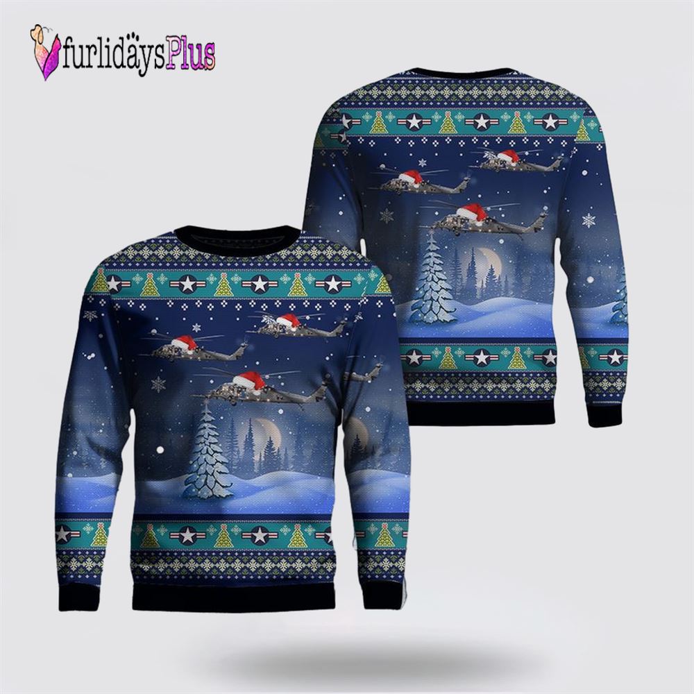 US Air Force (USAF) Sikorsky HH-60G Pave Hawk Christmas AOP Sweater, Christmas Gift For Military Personnel