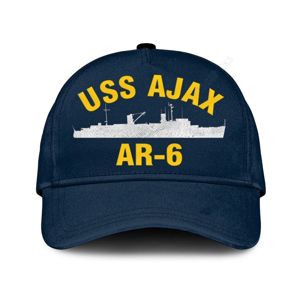 US Navy Ball Caps, Uss Ajax Ar-6 Classic Baseball Cap, Custom Embroidered Us Navy Ships Classic Cap, Navy Veteran Ball Caps