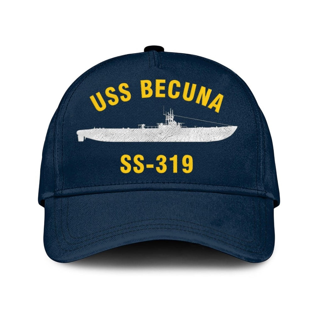 US Navy Ball Caps, Uss Becuna Ss-319 Classic Baseball Cap, Custom Embroidered Us Navy Ships Classic Cap, Navy Veteran Ball Caps